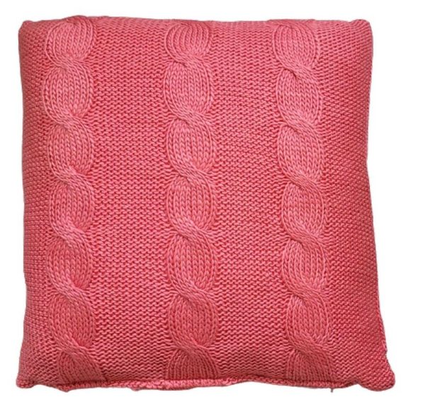 Malinovo růžový pletený polštář Lodge Raspberry - 60*60cm Colmore by Diga  - -