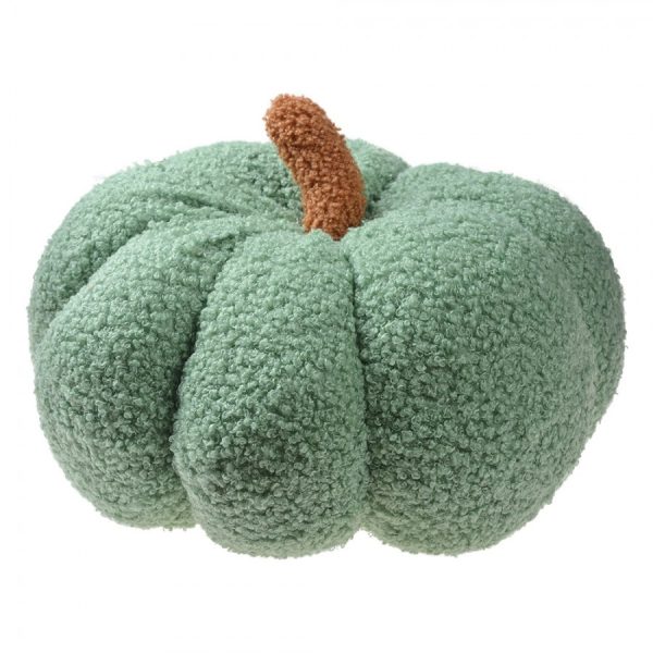 Mintový dekorační polštář ve tvaru dýně Pumpkin - Ø 28*18 cm  Clayre & Eef  - -