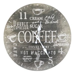 Mocca nástěnné hodiny Coffee – 34*3cm/ 1*AA Chic Antique  - -