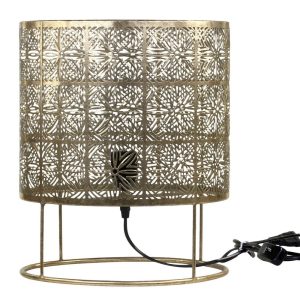 Mosazná antik kovová stolní lampa se vzorem Tappie - 30*36 cm/ E27/ 40W Chic Antique  - -