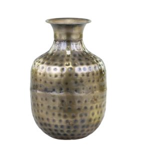 Mosazná antik kovová váza Vase for Deco - Ø 10*16 cm Chic Antique  - -