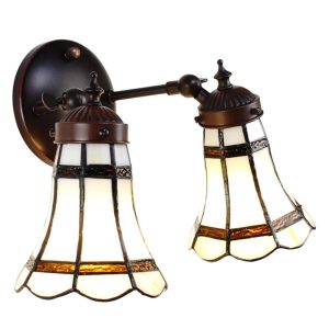 Nástěnná lampa Tiffany s bílými stínidly BrownLine - 30*23*23 cm E14/max 2*25W Clayre & Eef  - -