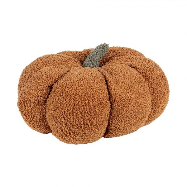 Oranžovo-hnědý dekorační polštář ve tvaru dýně Pumpkin - Ø 28*18 cm  Clayre & Eef  - -