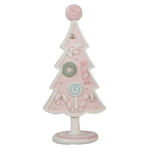 Pastelově růžová dekorace vánoční stromek Christmas Tree Pastello - 12*9*25 cm Clayre & Eef  - -