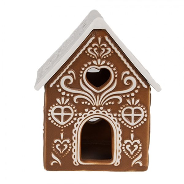 Porcelánový svícen perníková chaloupka Gingerbread House - 7*6*9 cm Clayre & Eef  - -