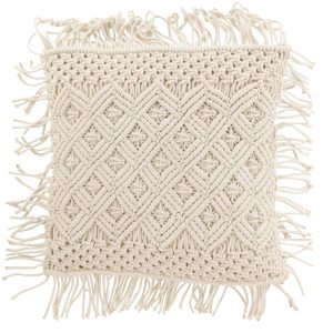 Přírodně bílý polštář s drhaným vzorem Macramé Cosy - 50*12*50 cm J-Line by Jolipa  - -