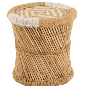 Přírodní bambusový odkládací stolek Stool Bamboo - Ø40*41cm J-Line by Jolipa  - -