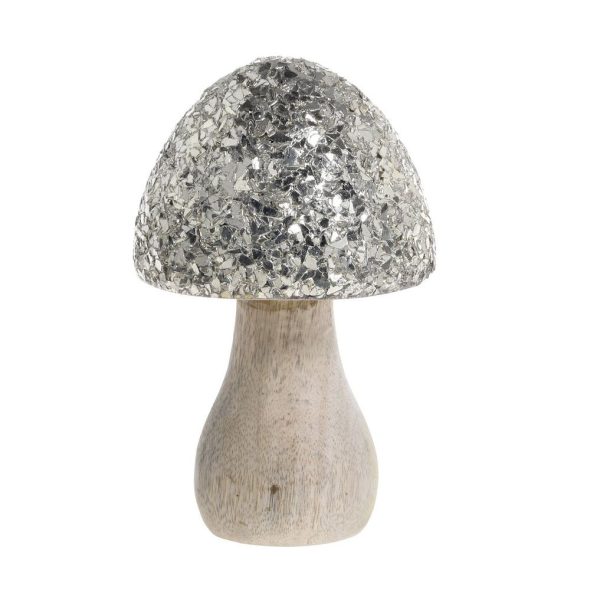 Přírodní dřevěná dekorace houba se třpytkami Mushroom - Ø 8*15 cm Chic Antique  - -