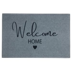 Šedá podlahová rohožka se srdíčkem Welcome Home - 75*50*1cm Mars & More  - -