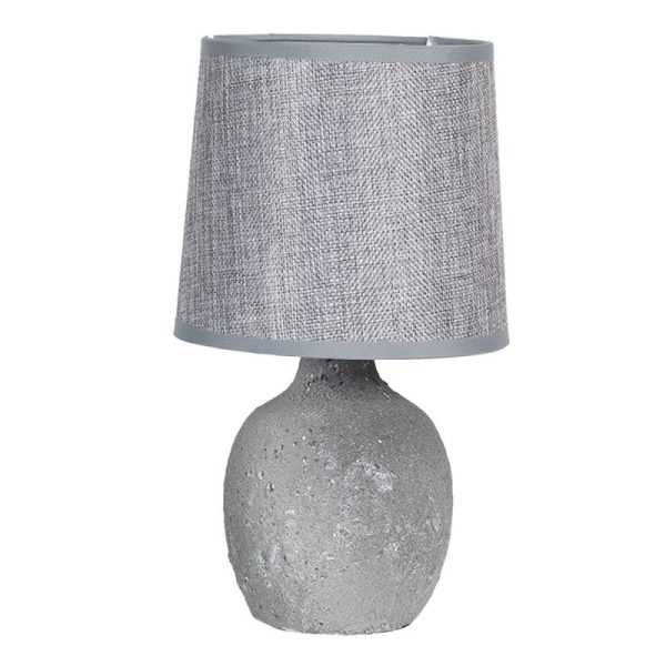 Šedá stolní lampa se šedým stínidlem - Ø 15*26 cm E14/max 1*40W Clayre & Eef  - -