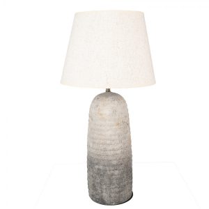 Šedá terakotová stolní lampa Teracci s béžovým stínidlem - Ø 35*70 cm Clayre & Eef  - -