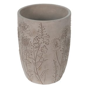 Šedý cementový obal na květináč/váza s lučními květy Wildflowers - Ø19*25cm Clayre & Eef  - -