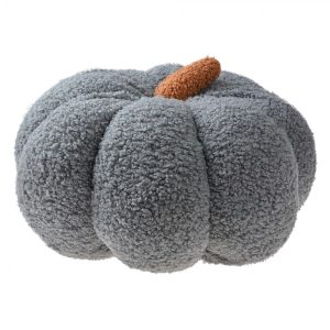 Šedý dekorační polštář ve tvaru dýně Pumpkin - Ø 28*18 cm  Clayre & Eef  - -