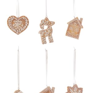 Set 6ks závěsná dekorace perníček Ginger - 8*1*9 cm J-Line by Jolipa  - -