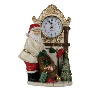 Stolní hodiny s vánoční dekorací Santa Clause - 15*7*22 cm Clayre & Eef  - -