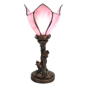 Stolní lampa Tiffany Folwia Pink - Ø18*32 cm E14/max 1*25W Clayre & Eef  - -