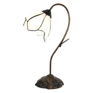 Bílá stolní Tiffany lampa ve tvaru květu Folwia - 30*17*48 cm E14/max 1*25W Clayre & Eef  - -