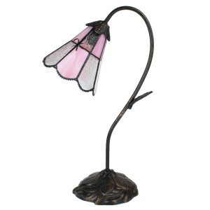 Stolní lampa Tiffany FlowerArc pink - 30*17*48 cm E14/max 1*25W Clayre & Eef  - -