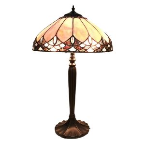 Béžová stolní lampa Tiffany Franciette - Ø 39*63 cm E27/max 2*60W Clayre & Eef  - -