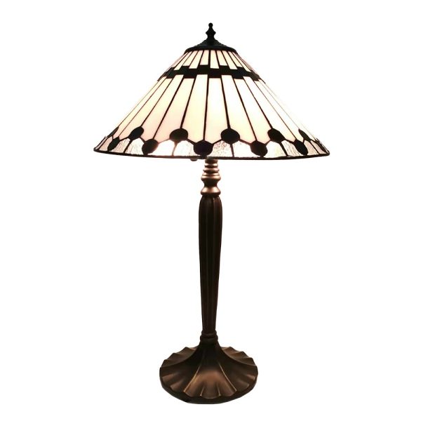 Stolní lampa Tiffany s bílým stínidlem Pienne - Ø 40*63 cm E27/max 2*60W Clayre & Eef  - -