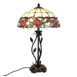 Stolní lampa Tiffany s růžemi Rosalin - Ø 35*61 cm 2x E27/60W Clayre & Eef  - -