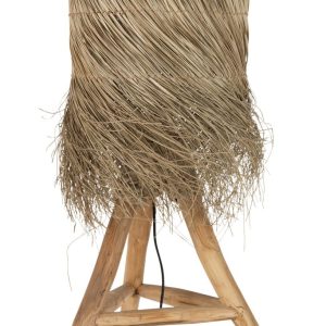 Stolní lampa z teakového dřeva a stínidlem z trávy Rafi grass - Ø 48*66 cm/ E27/ 70W J-Line by Jolipa  - -