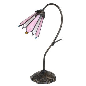 Stolní Tiffany lampa Flowerbell pink - 30*17*48 cm E14/max 1*25W Clayre & Eef  - -