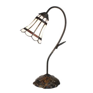 Stolní Tiffany lampa hnědé pruhy BrownLine - 30*17*48 cm E14/max 1*25W Clayre & Eef  - -