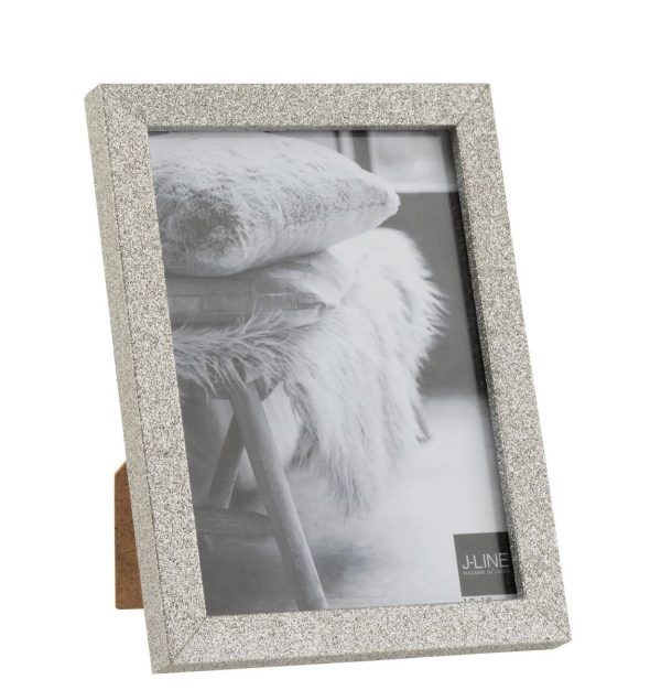 Stříbrný dekorativní fotorámeček s flitry Glitter silver - 15*2*20 cm / 13*18cm J-Line by Jolipa  - -