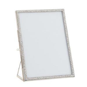 Stříbrný kovový fotorámeček s kamínky Jewel L - 15*20 cm J-Line by Jolipa  - -