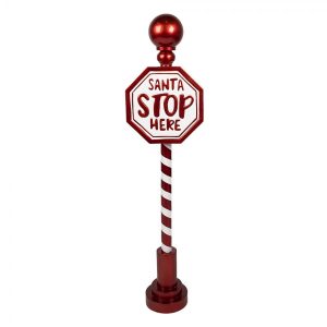 Vánoční dekorace cedule na noze Santa Stop Here - 26*16*107 cm Clayre & Eef  - -