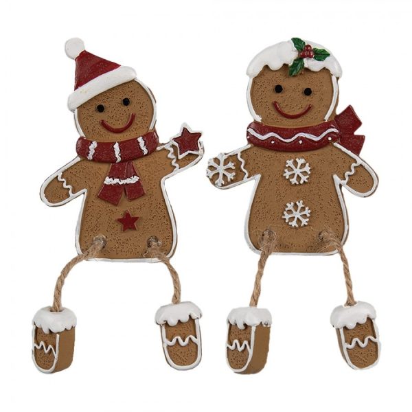 Vánoční dekorace perníčci Gingerbread - 7*2*13/6*2*12 cm Clayre & Eef  - -