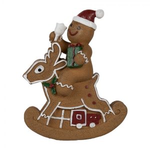 Vánoční dekorace Perníček na houpacím jelínkovi Gingerbread - 11*5*12 cm Clayre & Eef  - -