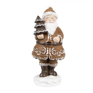 Vánoční dekorace figurka perníkový Santa se stromkem - 3*3*8 cm  Clayre & Eef  - -