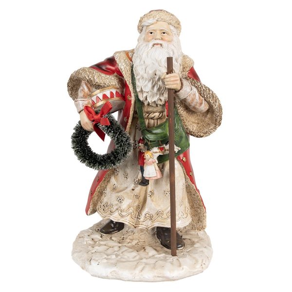 Vánoční dekorace Santa Claus s věncem - 16*14*25 cm Clayre & Eef  - -