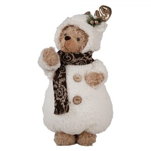 Vánoční dekorace stojící plyšový medvěd v oblečku Teddy Bear - 22*16*40 cm Clayre & Eef  - -