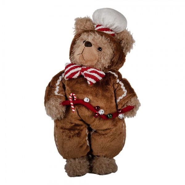 Vánoční dekorace stojící plyšový medvěd v oblečku Teddy Bear - 22*16*43 cm Clayre & Eef  - -