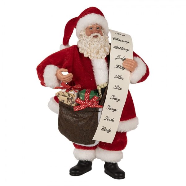 Vánoční dekorace taťka Santa Claus se seznamem a dárky - 17*10*27 cm Clayre & Eef  - -