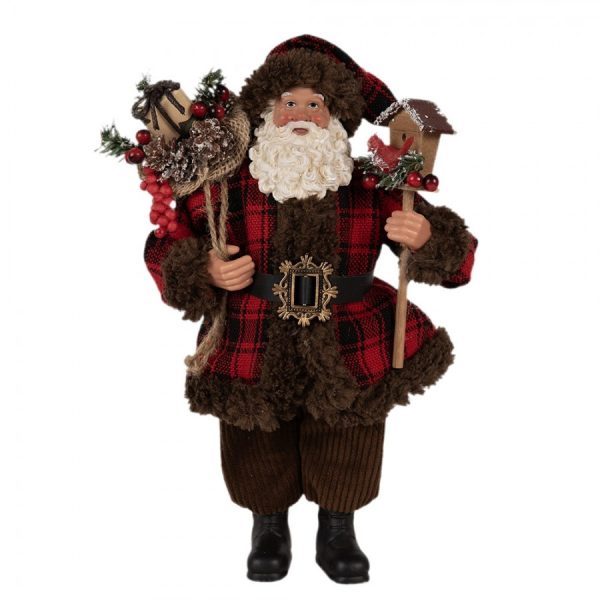 Vánoční dekorace taťka Santa Claus v kabátku s dárky - 18*10*27 cm Clayre & Eef  - -