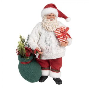 Vánoční dekorace taťka Santa Claus ve svetříku s dárky - 18*13*27 cm Clayre & Eef  - -