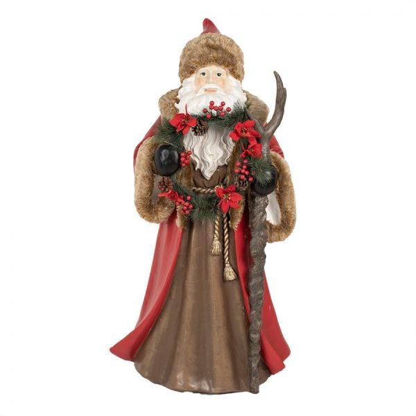 Veliká vánoční dekorace Santa Claus v plášti a Led světýlky - 65*49*122 cm Clayre & Eef  - -