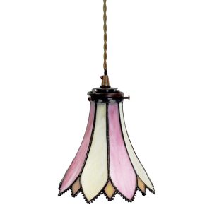 Závěsná lampa Tiffany Folwia pink - Ø 15*115 cm E14/max 1*25W Clayre & Eef  - -