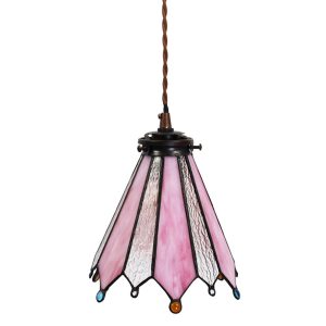 Závěsná lampa Tiffany Flowerbell pink - 18*15*115 cm E14/max 1*25W Clayre & Eef  - -