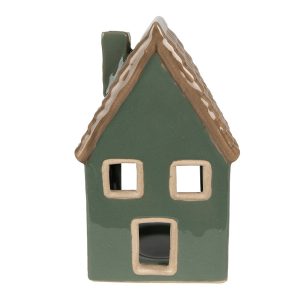 Zelený porcelánový domek svícen na čajovou svíčku Candle House - 9*8*15 cm Clayre & Eef  - -