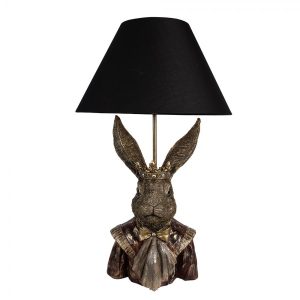 Zlatá stolní lampa Králík s černým stínidlem - Ø 37*61 cm Clayre & Eef  - -