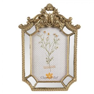 Zlatý antik fotorámeček se zrcátky a ornamenty Baroque - 15*3*22 cm / 10*15 cm Clayre & Eef  - -