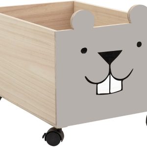 Šedý dřevěný úložný box na hračky Bloomingville Elene  - Výška31 cm- Šířka 35 cm