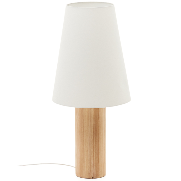 Dřevěná stojací lampa Kave Home Marga 110 cm  - Celková výška110 cm- Výška stínidla 59 cm