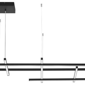 Černé kovové závěsné LED světlo Nova Luce Pace 102 cm  - Výška204 cm- Šířka 102 cm