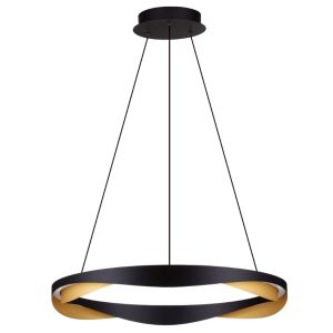 Černo-zlaté kovové závěsné LED světlo Nova Luce Radon 65 cm  - Výška160 cm- Průměr 65 cm